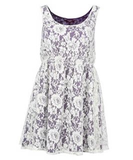 Inspire White and Purple Lace Dress