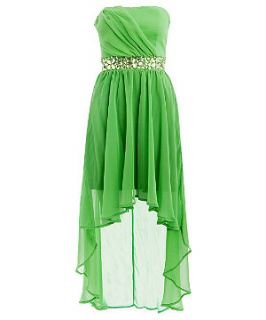 AX Paris Green Embellished Strapless Dip Hem Dress