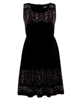 Lovedrobe Black Embroidered Border Sleeveless Dress
