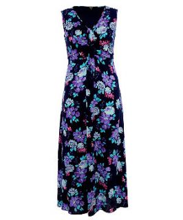 Koko Blue and Purple Tropical Floral Print Maxi Dress