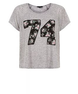 Grey 74 Floral Print Panel T Shirt