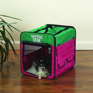 Guardian Gear Pink/ Green Small Collapsible Dog Crate Portable Carriers