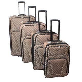 American Traveler 'Hearts' 4 piece Brown Expandable Wheeled Luggage Set Four piece Sets