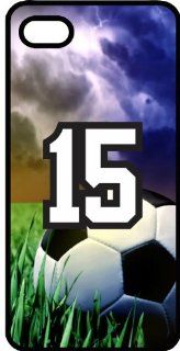 Soccer Sports Fan Player Number 15 Black Rubber Decorative iPhone 5/5s Case Cell Phones & Accessories