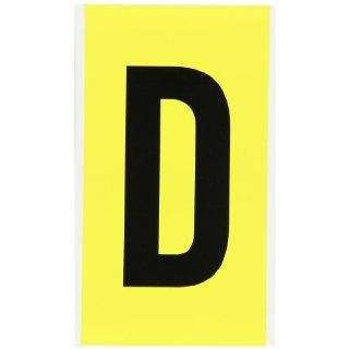 Brady 3470 D Repositionable Vinyl Cloth (B 498), 6" Black on Yellow 34 Series Indoor Numbers and Letters, Legend "D" (1 Card)