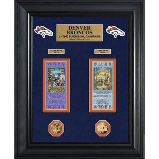 Denver Broncos Framed Super Bowl Ticket and Game Coin Collection
