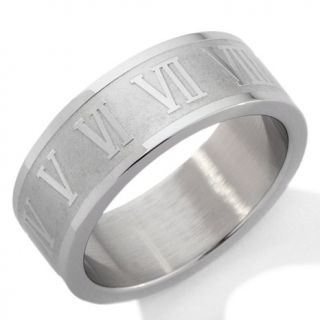 Men's Stainless Steel Roman Numerals Eternity Ring