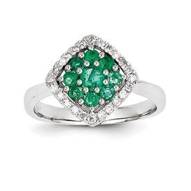 14k White Gold Diamond and Emerald Ring Cyber Monday Special Jewelry Brothers Jewelry