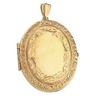 14k Yellow Gold Victorian Edged Border Oval Locket Jewelry