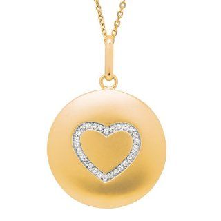 14 kt Yellow Gold Heart Disc Pendant with .10 ct Diamonds World Trade Jewelers Jewelry