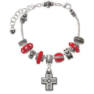 Large Southwestern Antiqued Cross Red Juliet Beaded Bracelets [Jewelry] Delight Delight Jewelry