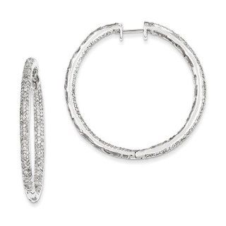 14k White Gold Diamond In Out Hinged Hoop Earrings. Carat Wt  3.064ct Jewelry