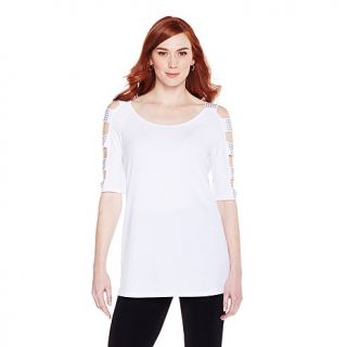 Slinky® Brand Tunic with Embellished Cutout Sleeves