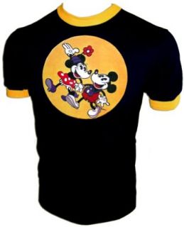 Vintage 60's Walt Disney Photographer Mickey & Minnie Mouse Club Ringer t shirt (X Small) Clothing