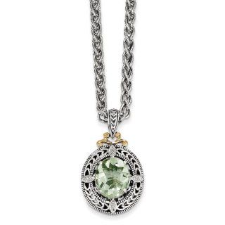 Shey CoutureTM Sterling Silver w/14k Gold Accent Diamond & Quartz Necklace 18" Jewelry