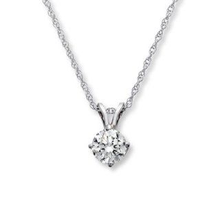 Kay Jewelers Diamond Necklace 3/4 Carat Round cut 14K White Gold Jewelry