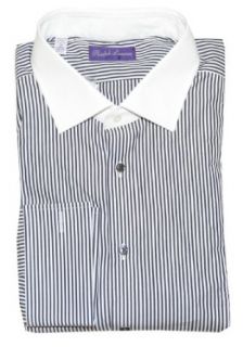 Ralph Lauren Purple Label Men French Cuff Dress Shirt (18, Dark grey/white) at  Men�s Clothing store