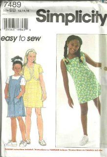 Girls Dress Or Jumper And Jacket (Simplicity Sewing Pattern 7489, Size 12,14,16) Arts, Crafts & Sewing