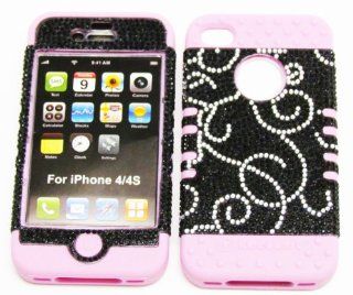 3 IN 1 HYBRID SILICONE COVER FOR APPLE IPHONE 4 4S HARD CASE SOFT LIGHT PINK RUBBER SKIN VINES XPK FD147 KOOL KASE ROCKER CELL PHONE ACCESSORY EXCLUSIVE BY MANDMWIRELESS Cell Phones & Accessories