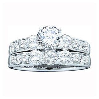2 Carat Diamond 14k White Gold Bridal Set Ring SeaofDiamonds Jewelry