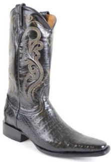 Mens Western Style Gator Skin Boot, Black, Square Toe Shoes
