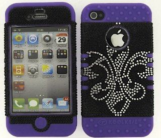 3 IN 1 HYBRID SILICONE COVER FOR APPLE IPHONE 4 4S HARD CASE SOFT LIGHT PURPLE RUBBER SKIN SAINTS FLEUR LP FD171 KOOL KASE ROCKER CELL PHONE ACCESSORY EXCLUSIVE BY MANDMWIRELESS Cell Phones & Accessories