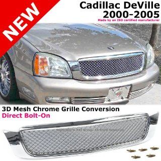 Cadillac DeVille 00 05 Polished Chrome 3D Mesh Style Front Bumper Hood Grille Automotive
