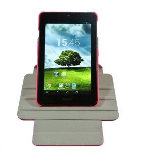 For Asus Memo Pad Hd 7 Me173 Me173x Cute Slim 360 Rotary Leather Case Cover 7'' 7 Inch Tablet Pc Black White Red Brown Rose Pink Sky Blue Dark Blue Purple (Rose) Computers & Accessories