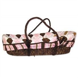 Prep School Pink and Brown 4 Piece Moses Basket Set by Trend Lab   Baby Baskets   Baby Moses Baskets