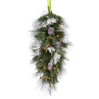 Vickerman 36 in. Pre Lit LED Flocked Mix Finial   Christmas Swags