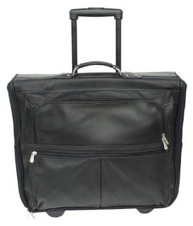 Piel Leather Garment Bag on Wheels   Black   Luggage