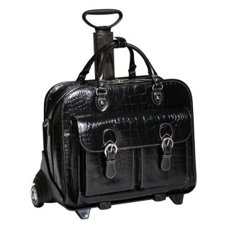Siamod San Martino Ladies Detachable Wheeled Italian Crocco Leather Laptop Case   Black   Briefcases & Attaches