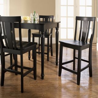 Crosley 5 Piece Pub Dining Set with Turned Leg and Shield Back Stools   Indoor Bistro Sets