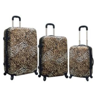 Travelers Club Luggage 3 Piece Leopard Print Expandable ABS Luggage Set with 360 4x4 Wheel System   Luggage Sets