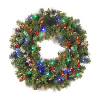 36 in. Crestwood Spruce Pre lit LED Wreath   Christmas Wreaths