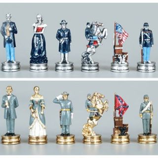 Pewter Painted Civil War Chess Pieces   Chess Pieces
