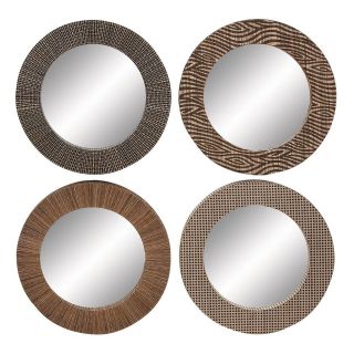 Round Artsy Wood Mirrors   Set of 4   18 diam. in. each   Wall Mirrors
