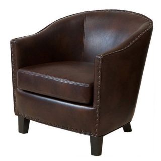 Brown Studded Club Chair   Leather Club Chairs