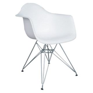 Wire Leg Dining Arm Chair with White Molded Plastic Seat   Dining Chairs
