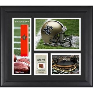 New Orleans Saints Team Logo Framed 15 x 17 Collage with Game Used Football