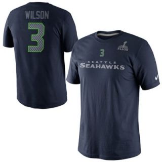 Nike Russell Wilson Seattle Seahawks Super Bowl XLVIII Bound Name and Number T Shirt   College Navy