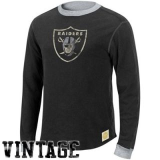 Reebok Oakland Raiders Black Ash Reversible Double Knit Long Sleeve Vintage T shirt