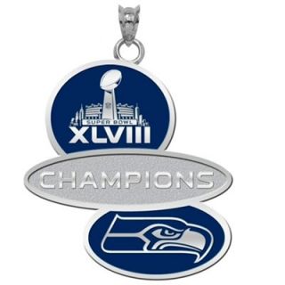 Logo Art Seattle Seahawks Super Bowl XLVIII Champions 1 Sterling Silver Enameled Charm