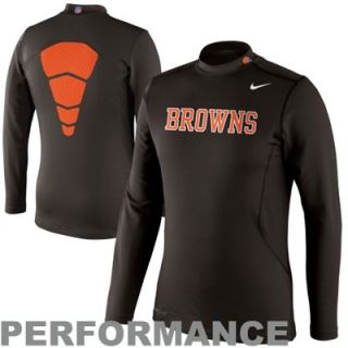 Nike Cleveland Browns Hyperwarm Long Sleeve Mock Turtleneck   Brown