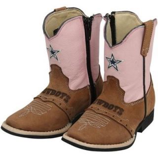 Dallas Cowboys Toddler Girls Quarterback Roper Cowboy Boots   Brown/Pink