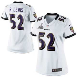 Nike Ray Lewis Baltimore Ravens Ladies Super Bowl XLVII Game Jersey   White