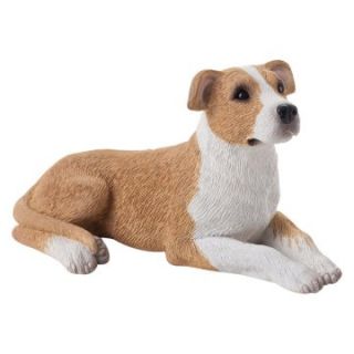 Sandicast Small Size Fawn/White Pit Bull Terrier Sculpture   Garden Statues