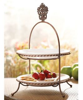 Casa Cristina Hammered Metal Serving Tray   Tiered Cake Stands & Cake Plates