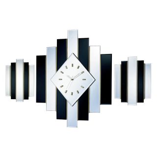George Nelson Large Diamond Beveled Clear and Black Mirror Wall Clock Set by Kirch   Wall Clocks