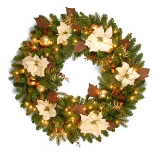 36 in. Decorative Collection Inspired by Nature Pre Lit Christmas Wreath   Christmas Wreaths